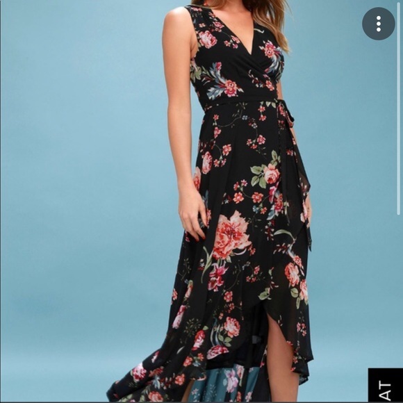 Lulus Floral High Low Wrap Maxi Dress